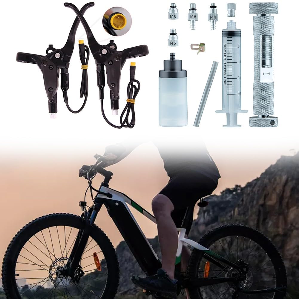 SPORTARC Leva del freno idraulica, maniglia del freno per bici elettrica, leva del freno per bici elettrica per freno idraulico BAFANG con tubo da 5 m in lega di alluminio, 3 pin con 9 attrezzi