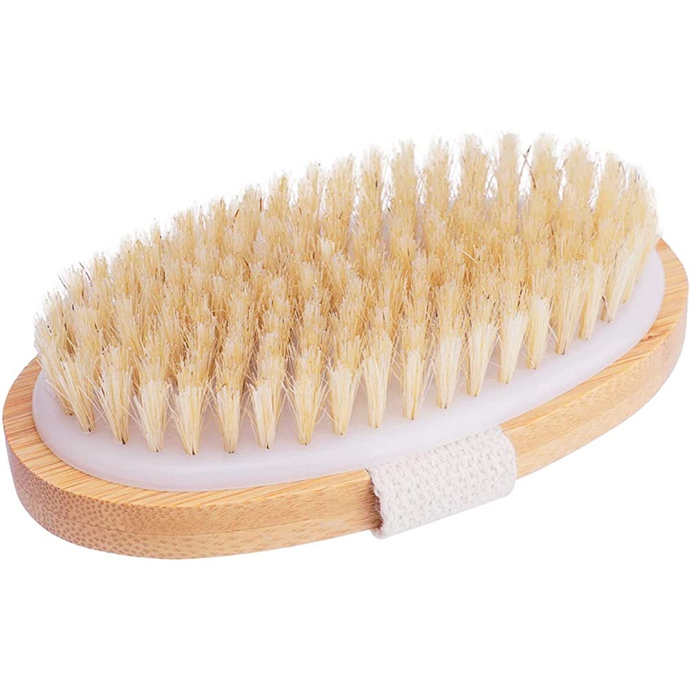 VoargeBody Brush, Natural Bristle Shower Brush, Exfoliates, Stimulates Blood Circulation, Removes Dead Skin, Dirt Removal, Smooth Skin