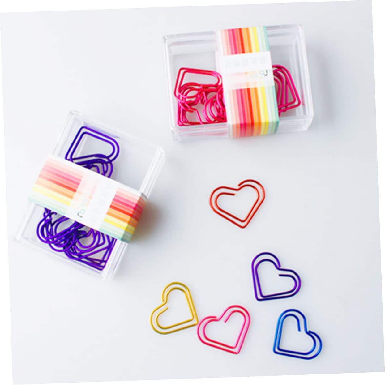 NUOBESTY 3 Set Di Fermagli Per Carta A Forma Di Cuore Segnalibri in Metallo Colorati Creativi Clip A S Rossi E Gialli 50 Pezzi * 3