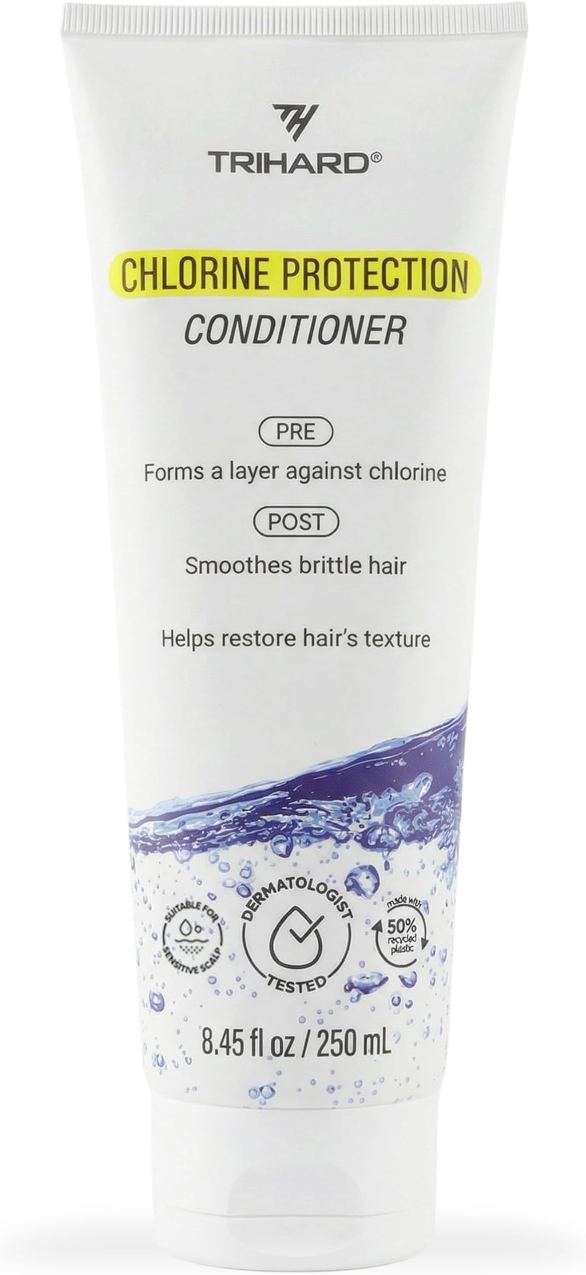 TRIHARD Chlorine Defense Swim Conditioner, Protect and Hydrate Hair from Pool and Ocean, Chlorine and Saltwater Pre and Post Swim Hair Protection, Hydrating Conditioner for Swimmers