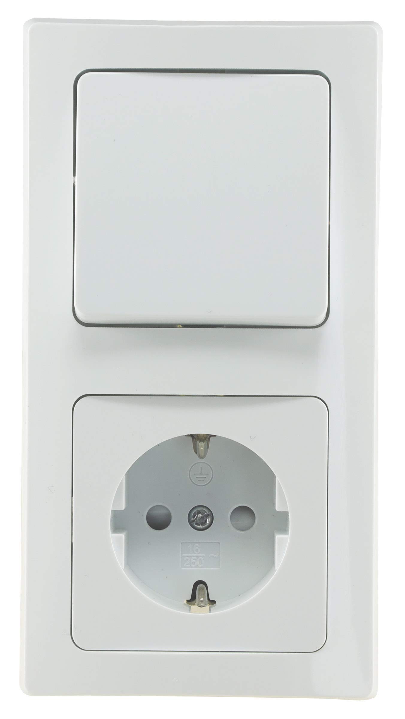 ChiliTec Steckdose Schalter Delphi Unterputz Set 21-teilig | 12 Steckdosen Lichtschalter Rahmen 230V Einbau Weiß