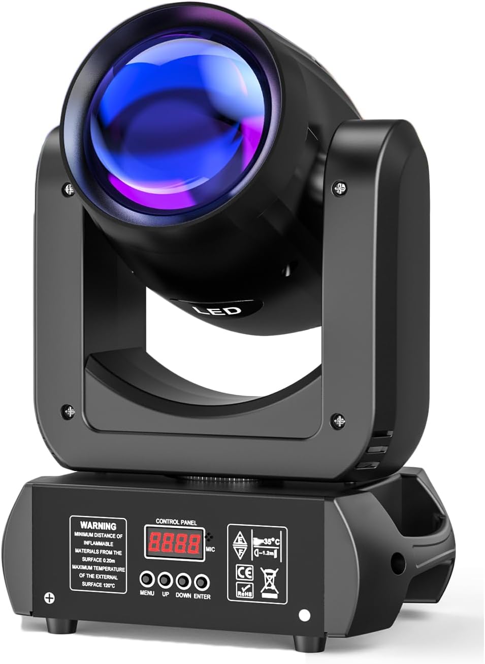 U`King Dj Lights Moving Head 150W LED Stage Lights 8 Colors 8 Gobos Beam Spot Wash Lighting 18-Facet Prism Rotating DMX 512 Sound Activated Stage Lighting for Party Wedding Church Live Christmas