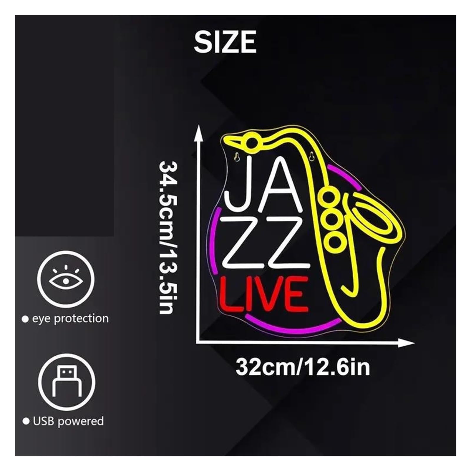 cartelli al neon personalizzati JAZZ LIVE Sassofono Luce Al Neon Dimmerabile Musica Dal Vivo Arte Logo Insegne Decorazione Della Parete Della Stanza Studio Bar Club Party