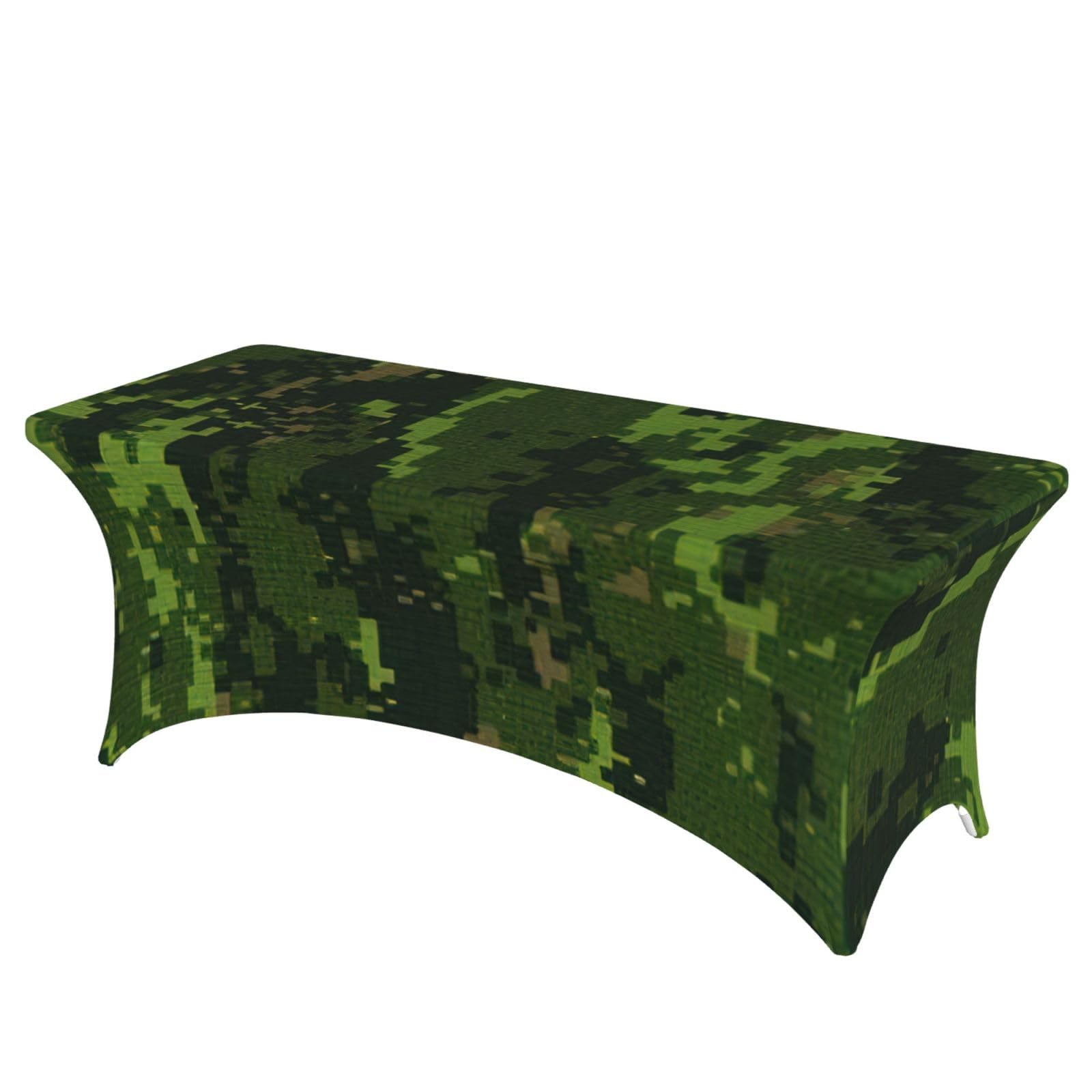 AYYQWE Green Army Digital Camouflage Print Elastic Rectangular Tablecloth For Banquet Outdoor Picnics Office Table Cover