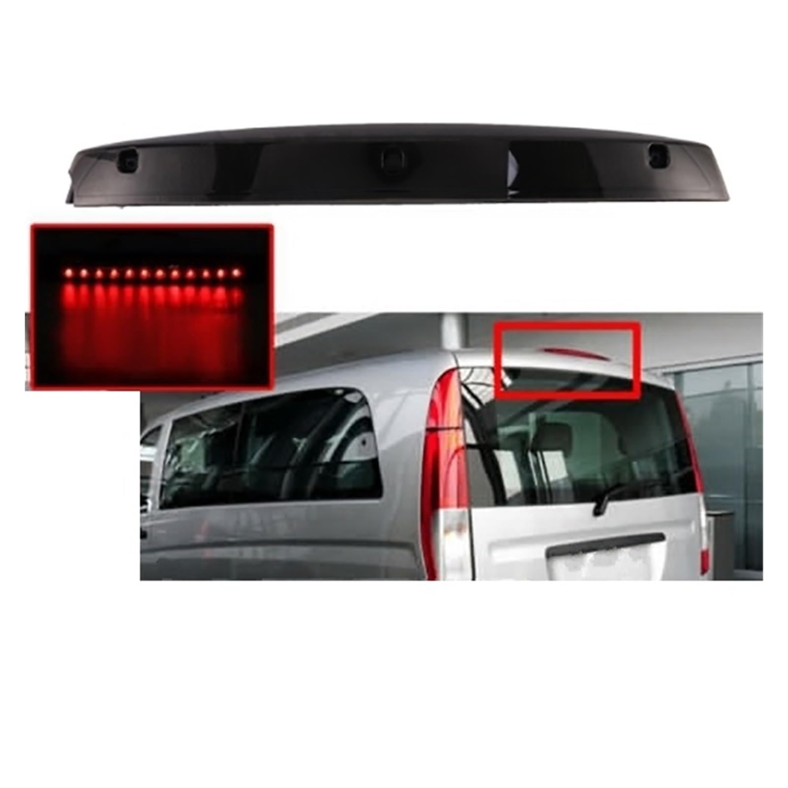 Senmubery Troisième Feu Stop LED Pour Mercedes Vito Viano W639 - Feu Arrière Central A6398200056 6398200056