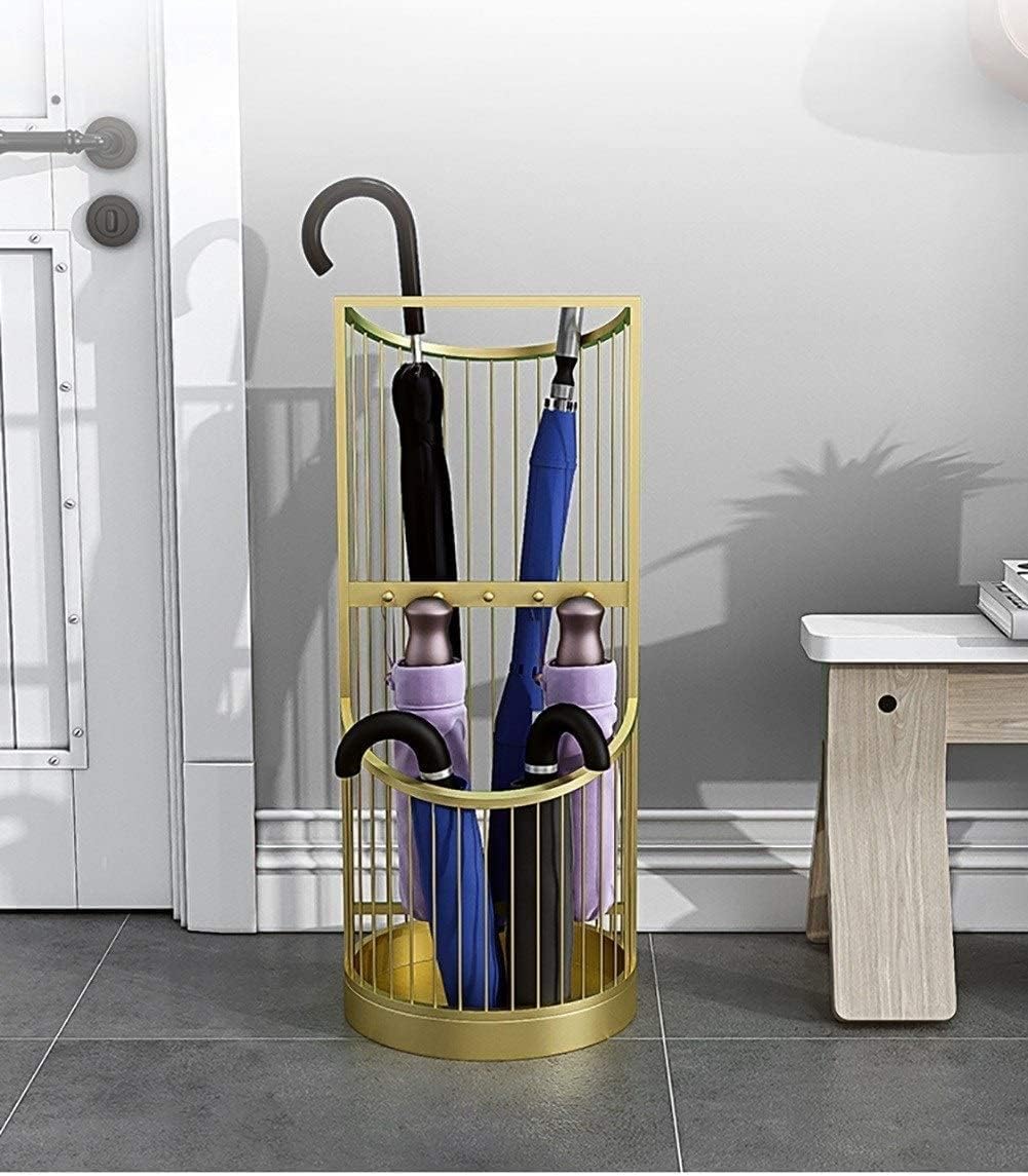 Large Metal Umbrella Stand Holder with Hooks, Multifunctional Umbrella Rack for Hotel Office Entrance, Heavy Duty Drip Tray Included