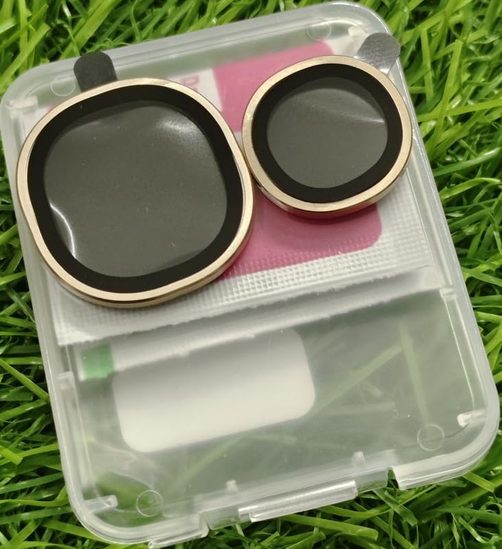 Image of Primiume HD+ Upgraded Camera Lens Frame Glass For Vivo Y400 Pro 5G Camera Lens Protector and Aluminum Alloy Rings - Gold /2Pack