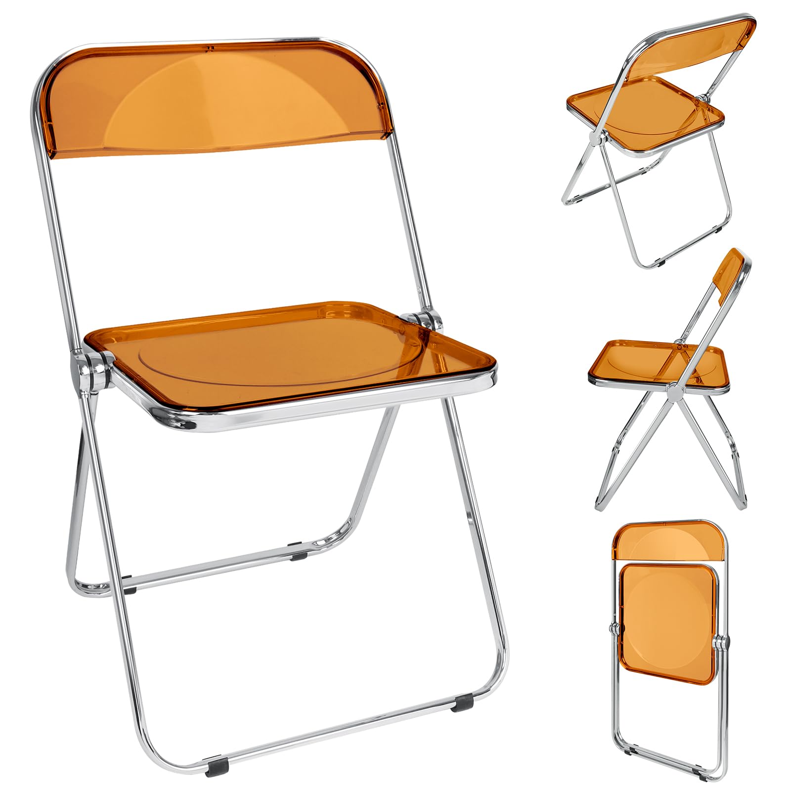 Chaise transparente jaune en PET au design épuré pour intérieur contemporain