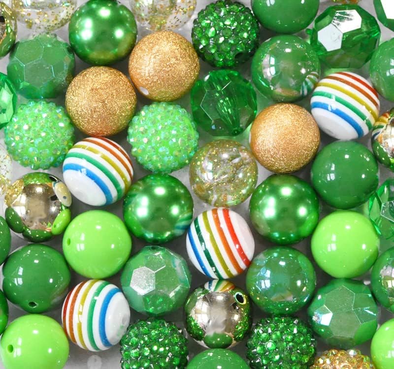 St Patrick's Day Pot of Gold 20mm Chunky Bubblegum Beads 50 Piece Mix