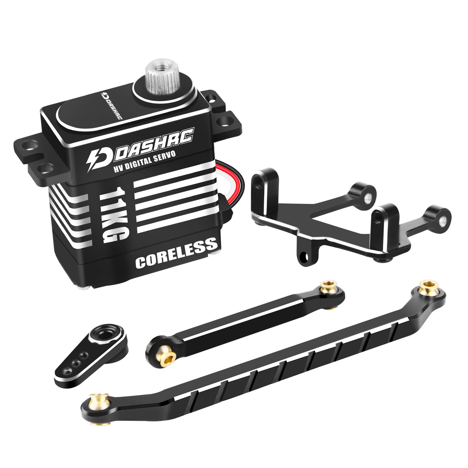 RC 11 kg digitaler Servo, High-Torque-Metallgetriebe, kernloser Motorsatz für 1/18 RC Crawler Redcat Ascent-18 Upgrades Teile, Servohalterung Hupe Lenkglieder inklusive