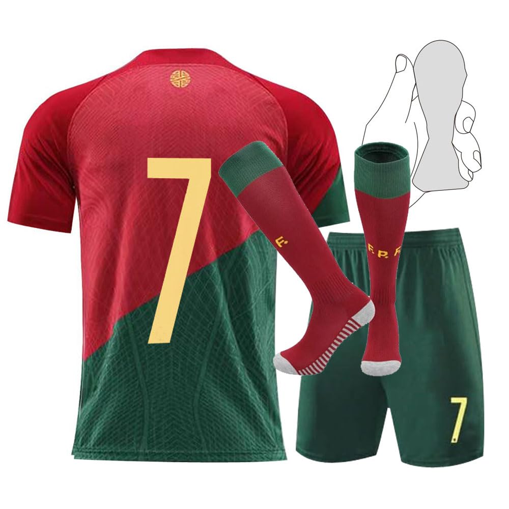 New #7 Youth Size Soccer Jersey for Boys Girls Uniform with Doll Kids Football Shirt Gift Set