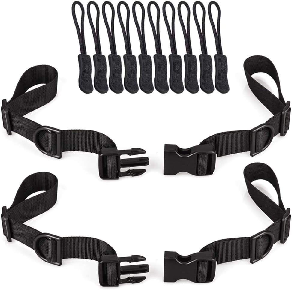 Oziral Adjustable Backpack Sternum Strap Heavy Duty 2 Piece Chest Belt with 10pcs Zip Cord Pulls for Hiking and Jogging