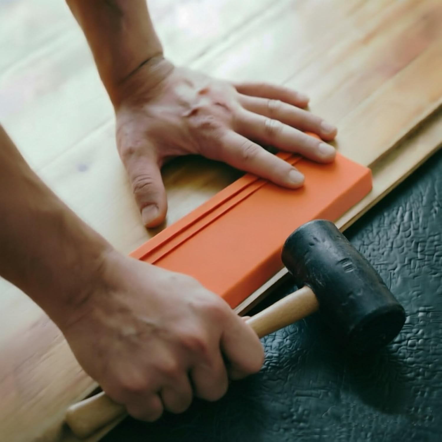 WHLLING Tapping Block Wood Flooring Tool, Universal Tapping Block-Orange