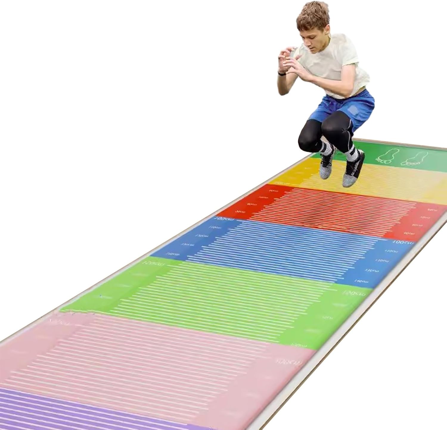 Jump Rope Mat Colorful Long Jump Measuring Mat, Non-Slip Exercise Equipment Mats forAthletes, Standing Jumping Tester (3.3ftx9.8ft)