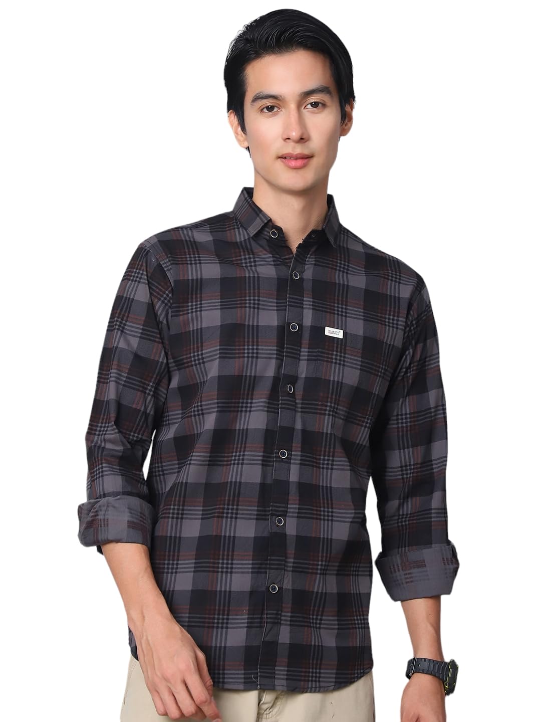 Comfort Cotton Slim Fit Checked Casual Shirt for Men