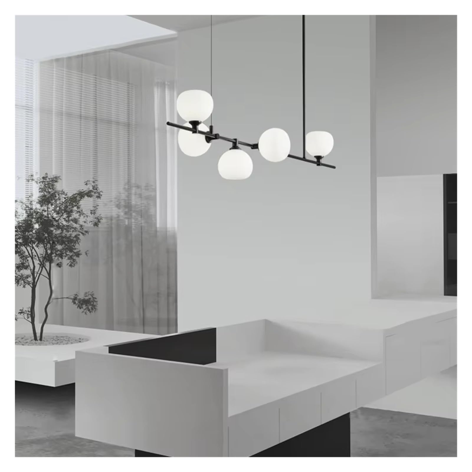 ASerZenith Nordic Copper Pendent Lamp For Dining Room Kitchen Black Body White Glass Led Chandelier(Warm White-L120Cm)