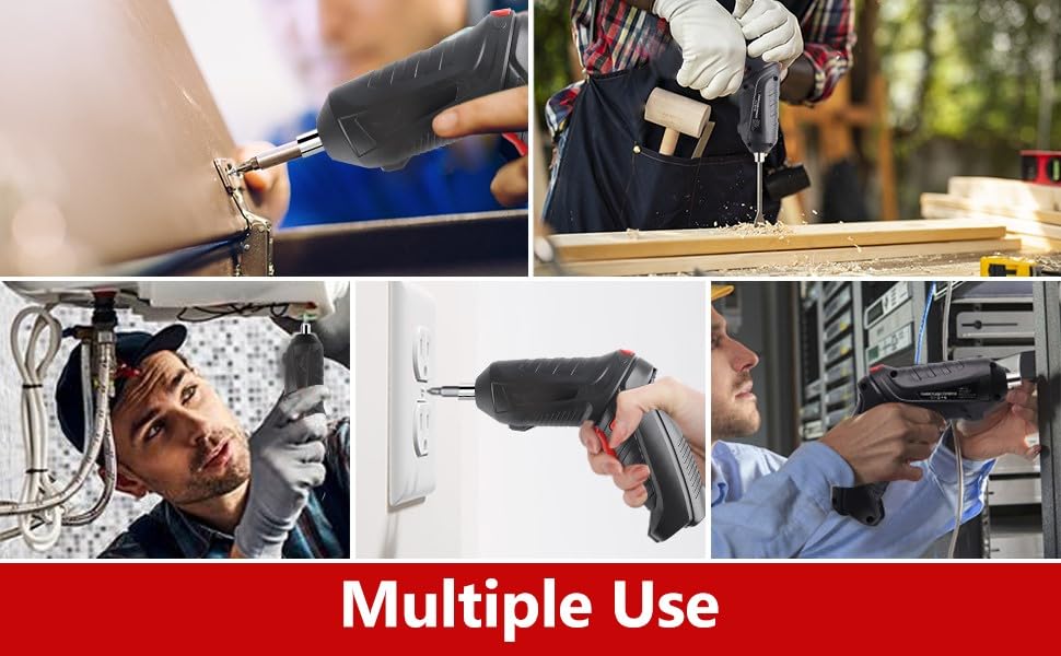 Image of 47 Pcs Electric Screwdriver Bit Set, 4.2V 3.2Nm, Front LED Light, Flexible Shaft, 3.2Nm Maximum Torsion Power Screwdriver with USB Rechargeable Cable Carrying Case, for Household Repair Tool (AA)