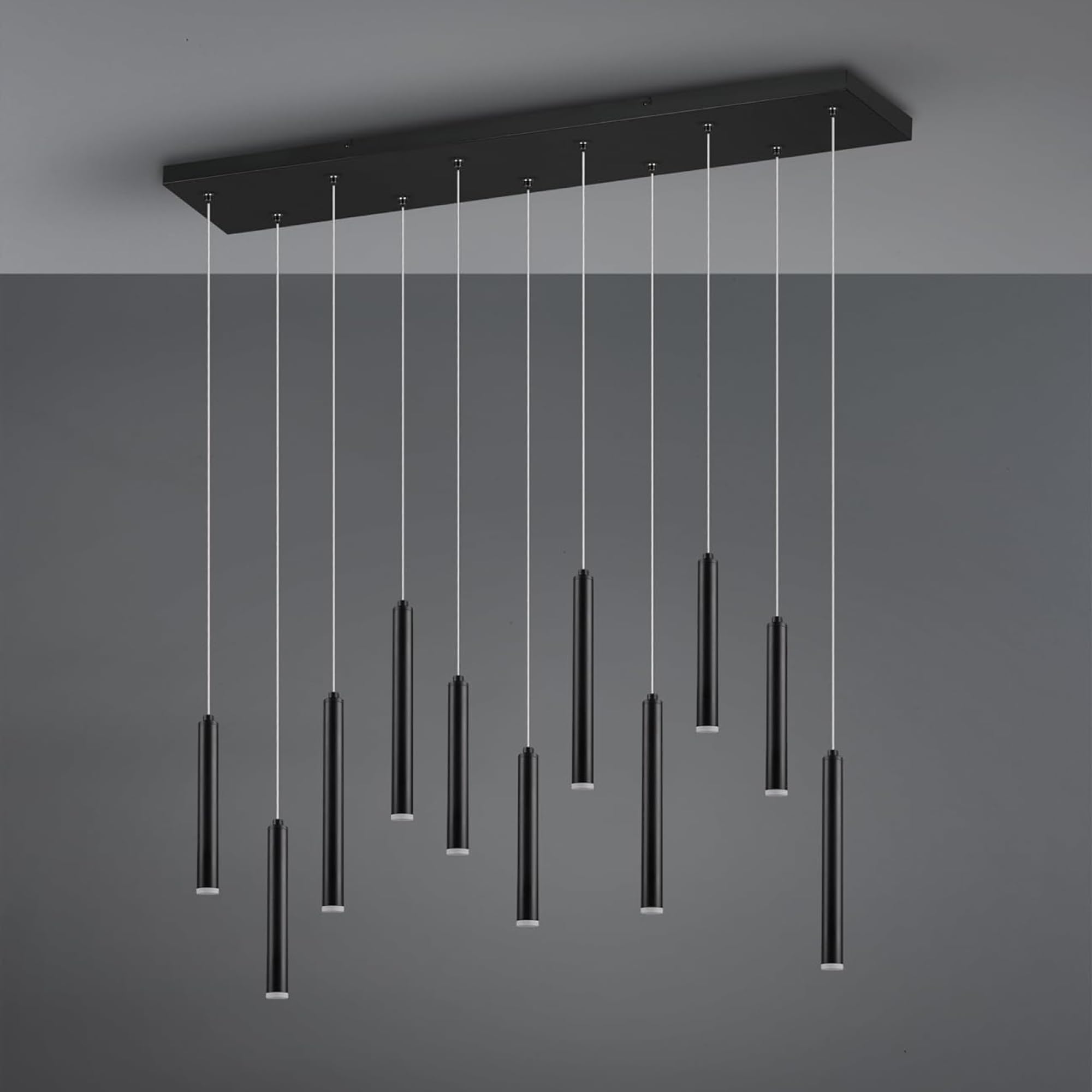 Trio Leuchten LED Pendelleuchte Tubular 321611132, Metall Schwarz matt, inkl. 11x 2.8 Watt LED, Switch Dimmer