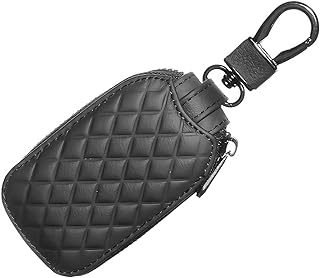Hugwits Car Smart Key Case, Leather Remote Key Fob Cover with Metal Hook, Zipper Keychain Holder Organizer, Universal for  Price In India