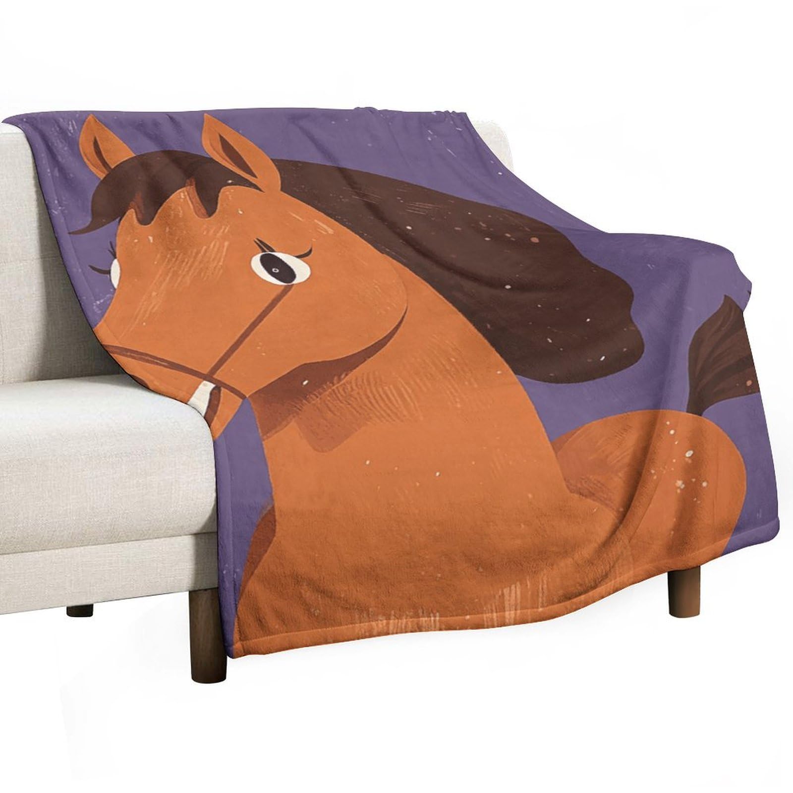 Plaid en flanelle douce contre le froid jeté de lit cheval