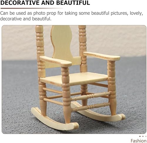 Miniatura 4 de jojofuny Mecedoras de madera para casa de muñecas a escala 1:12, modelo navideño, mecedora de madera en miniatura para casa de muñecas, accesorios