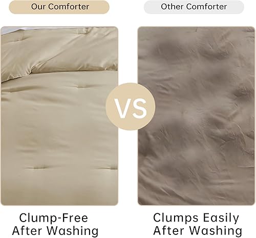 Miniatura 2 de satisomnia Edredón Beige de 2 Piezas de Tamaño Individual, Juego de Edredón Ligero Alternativo de Plumón de Tamaño Individual