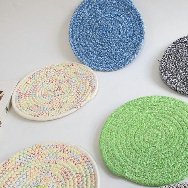 20–80 cm große runde gewebte Tischsets aus Baumwolle handgefertigt aus geflochtenen rutschfesten hitzebeständigen handgewebten Platzdeckchen für den Esstisch.