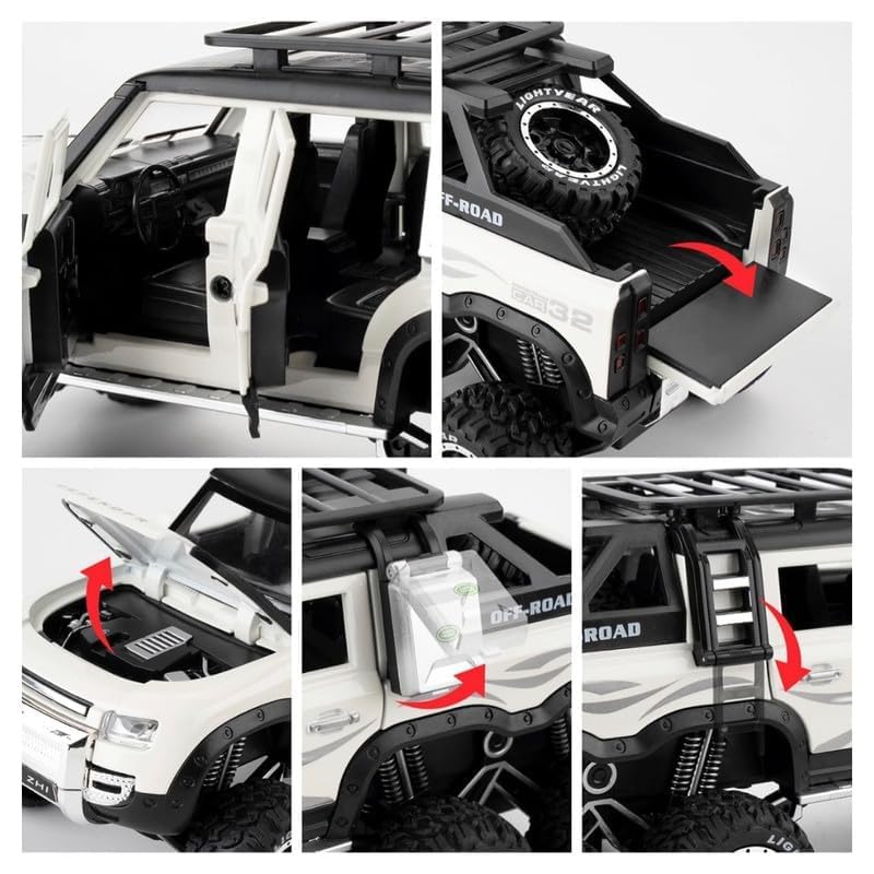Image of Scale Exclusive Alloy Metal Pull Back | Die-cast Car Model with Sound Light Mini Auto Toy for Kids Metal Model Toy Car with Sound and Light (1:24 Scale def 6x6 - White)