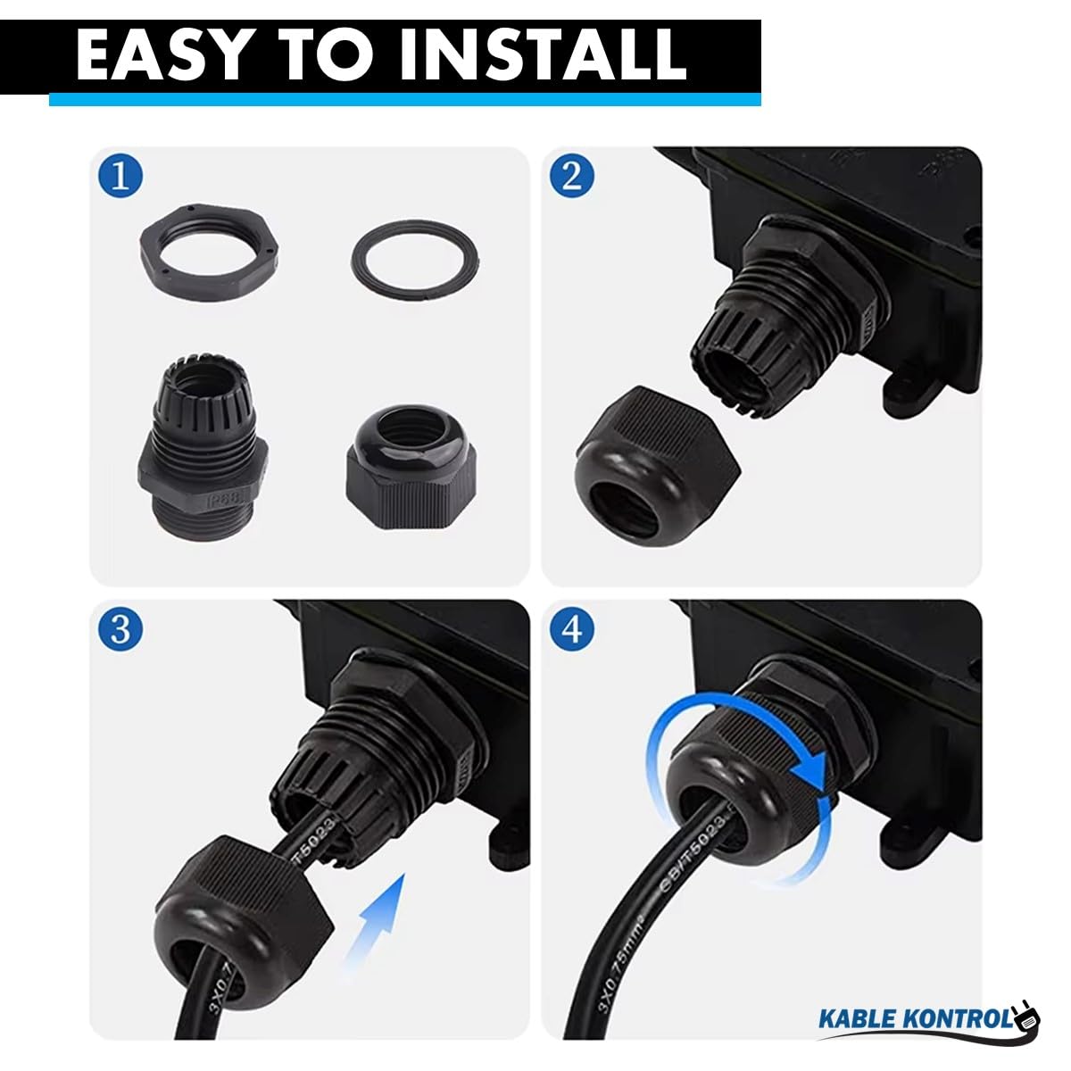 Kable Kontrol Prensaestopas de nailon para prensaestopas rectas de tamaño de cable de 13 a 18 mm, 21 PG, 50 unidades, alivio de tensión, protectores de alambre de junta impermeables para uso