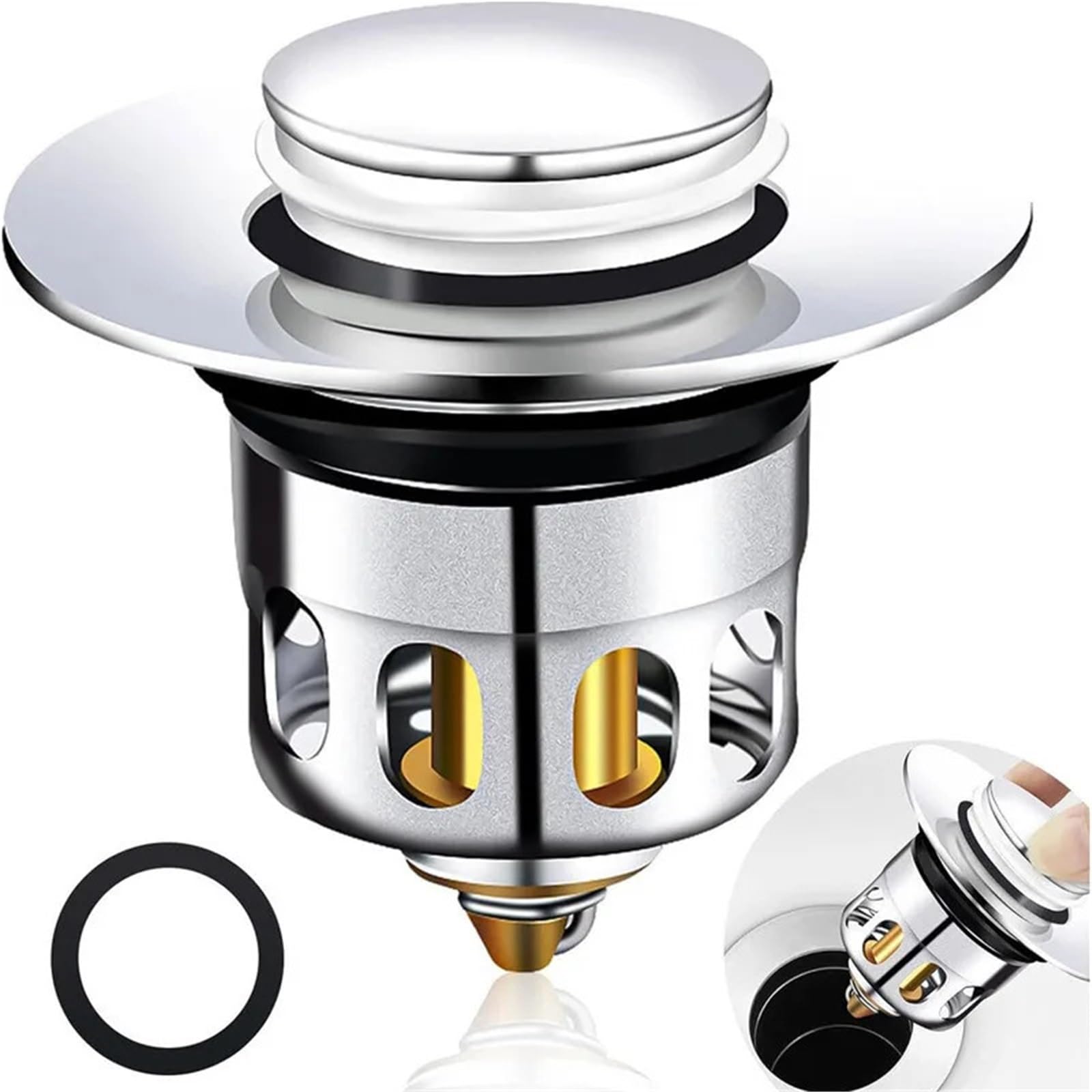 Basin Sink Pop Up Drain Universal Bathroom Sink Stopper Wash Basin Core Bounce Pop-Up Drain Filter