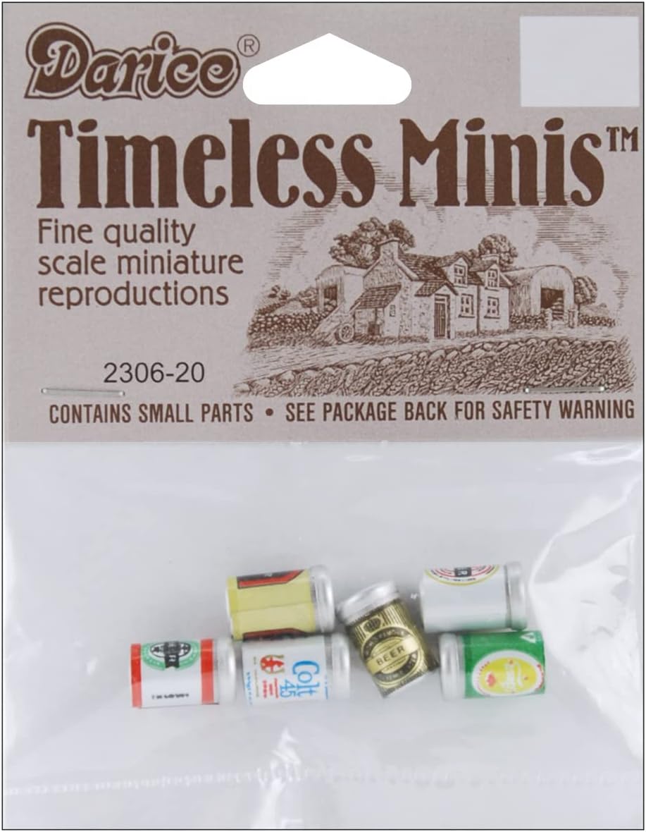 Darice, 6 Piece, Timeless Miniature Assorted Beer Cans