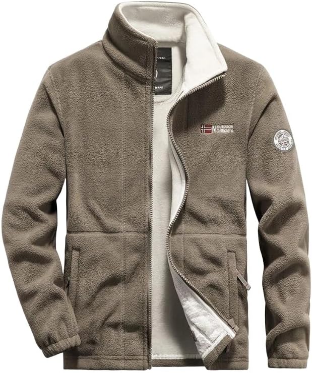 Men's Double-Layer Fleece Hooded Jacket, Heavy Thick Winter Shaker Fleece Double-Sided Fleece Jacket