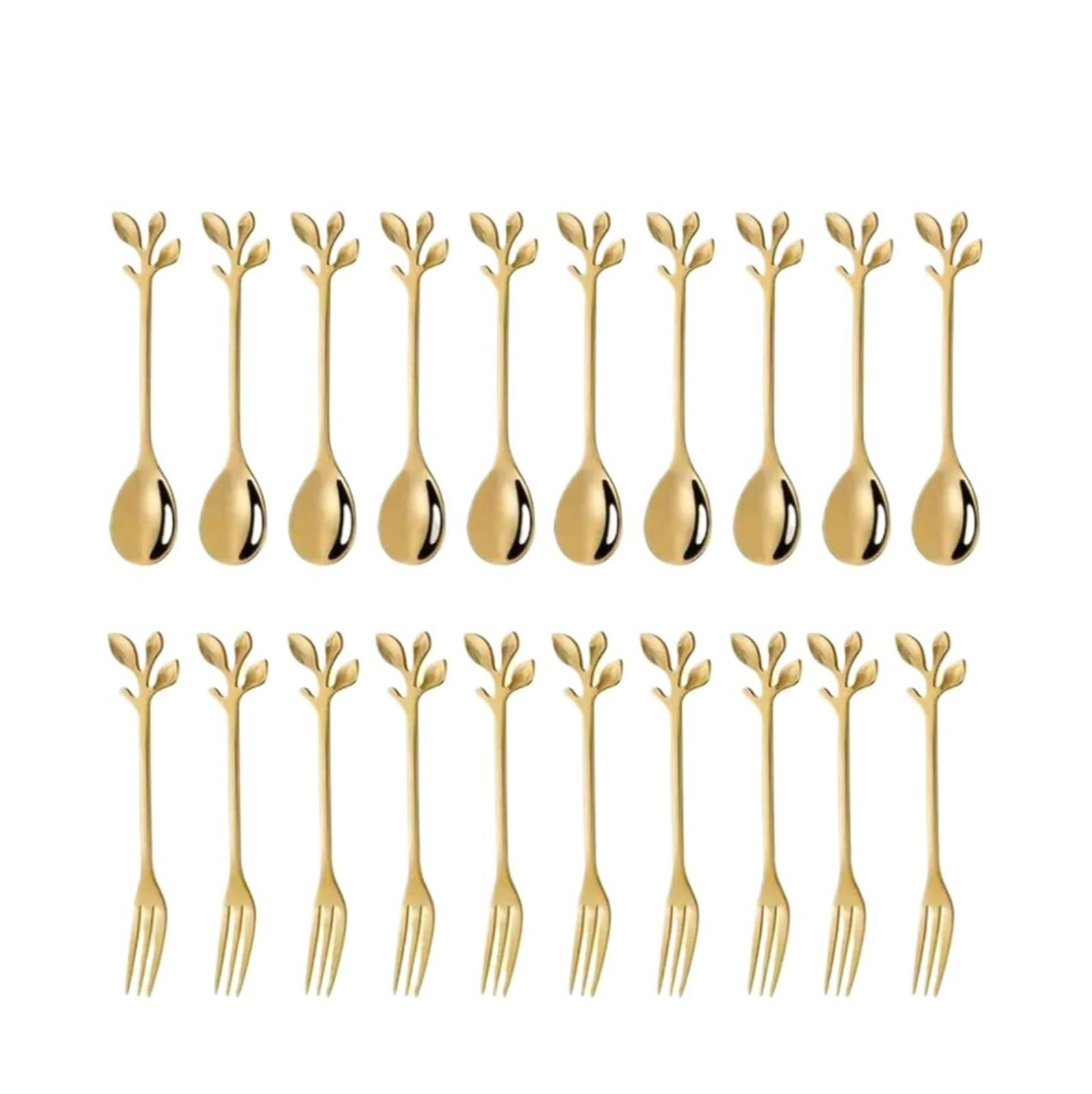 WZPTLKIBAD Dessert Fork Coffee Spoon, Stainless Steel Leaf Handle