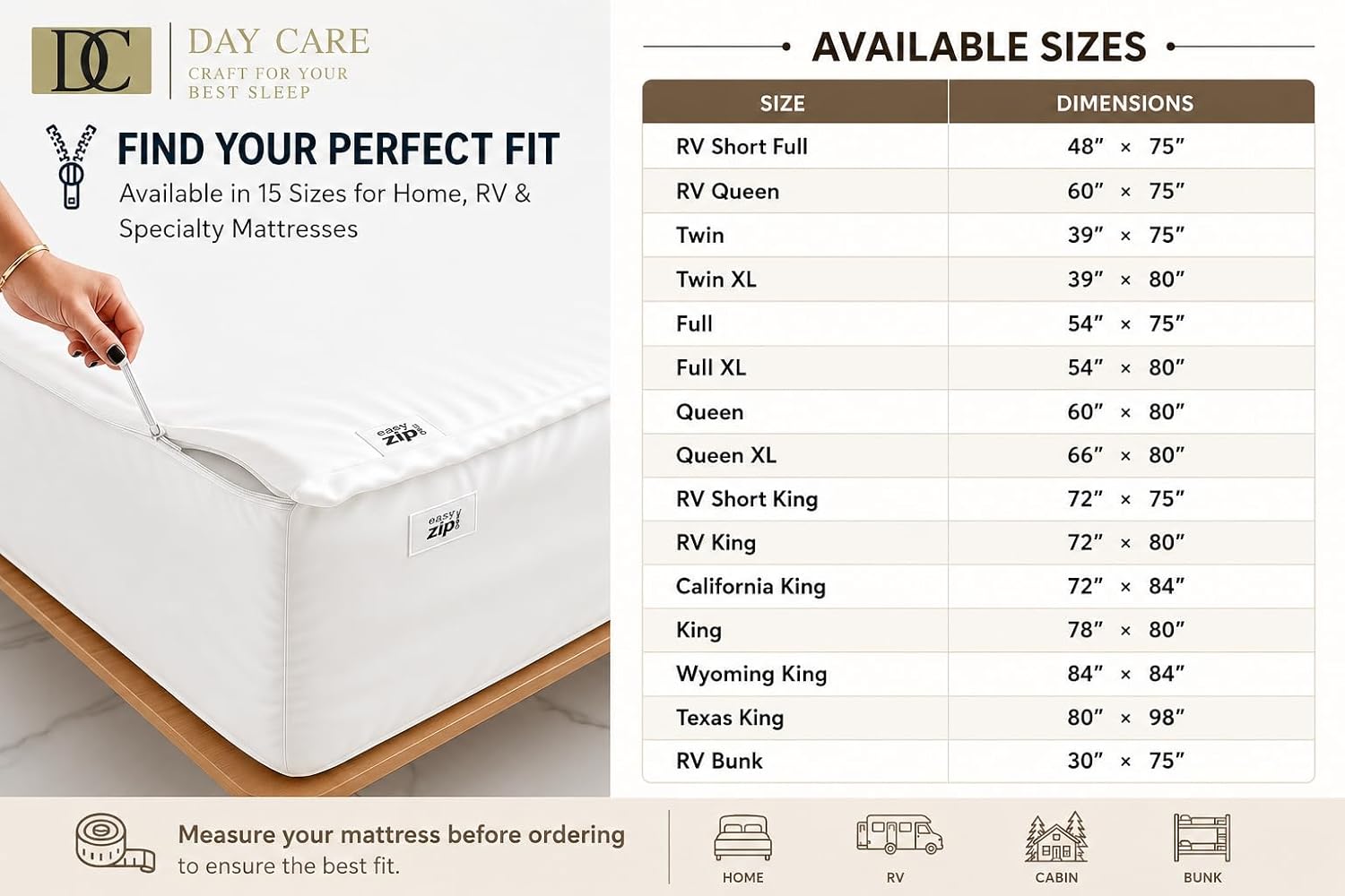 Zipper Fitted Sheets RV Queen Zip On Sheets 60x75 Inch, Zip Sheets - Easy Change 1 Base + 2 Zip Sheet | 500TC Cotton Blend Satin Finish - 6" Deep Pockets | Won't Pop Off - Charcoal Gray