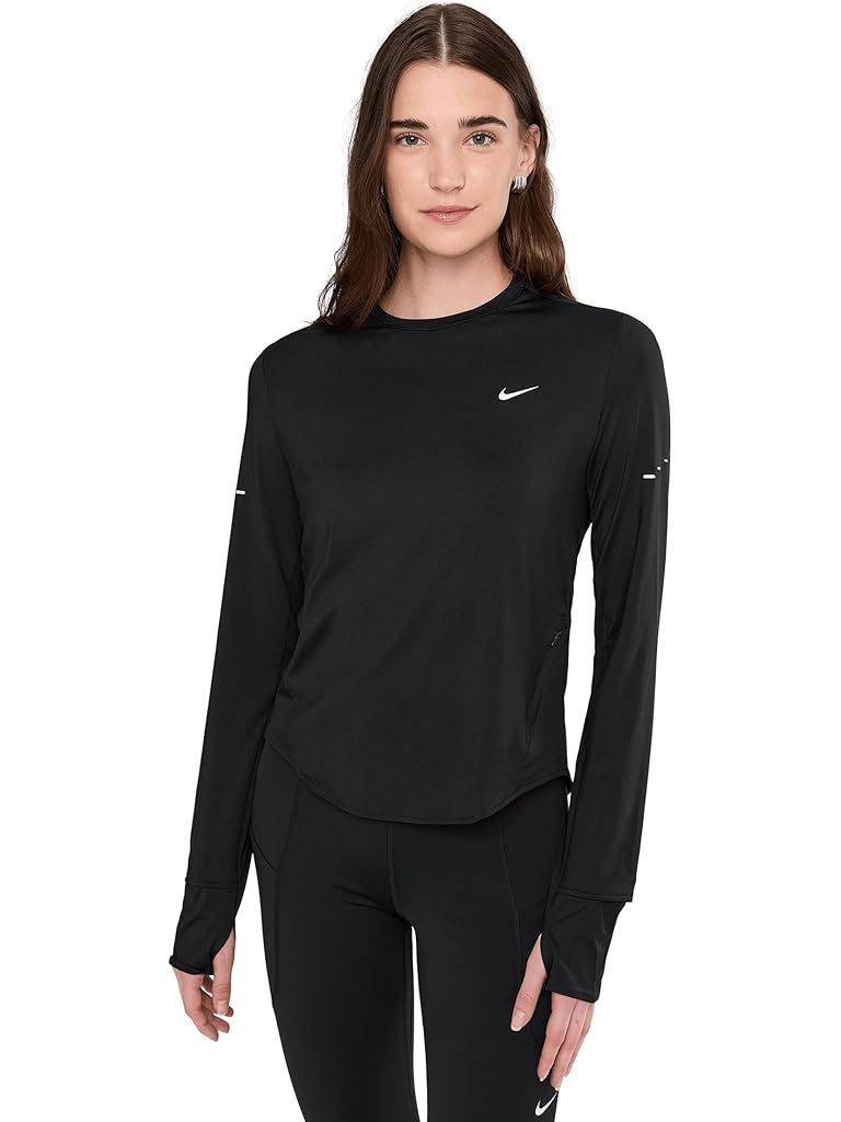 Black Nike Swift Dri-FIT Ultraviolet Long Sleeve Crew Neck Running Top
