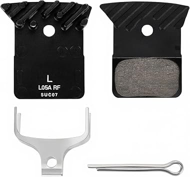 Resin Disc Brake Pads with Cooling Fins and Alloy Back Plate, Compatible with Shimano L05A-RF L02A L03A 1 Pair