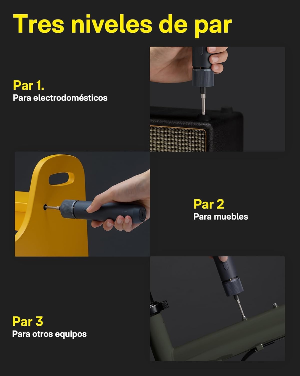 HOTO Juego de Destornillador Eléctrico 3.6V Inalámbrico, 4 N.m de Par | 12 Puntas de Acero S2 y Luz LED, kit de herramientas para reparación de computadoras y montaje de muebles