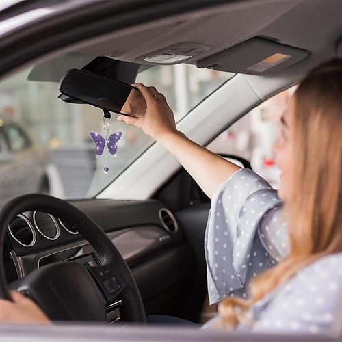 Miniatura 3 de zipelo Accesorios de automóvil con diamantes de mariposa brillante, dijes de cristal para espejo retrovisor de automóvil para mujeres, decoración de