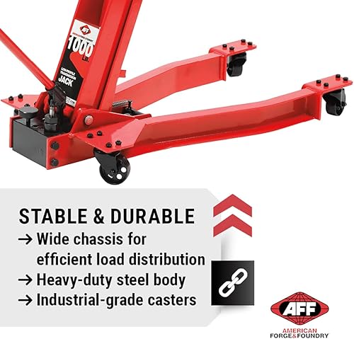 Miniatura 4 de AFF Gato de transmisión de perfil bajo (múltiples capacidades de peso), diseño de horquilla, construido con acero de alta calidad, rojo