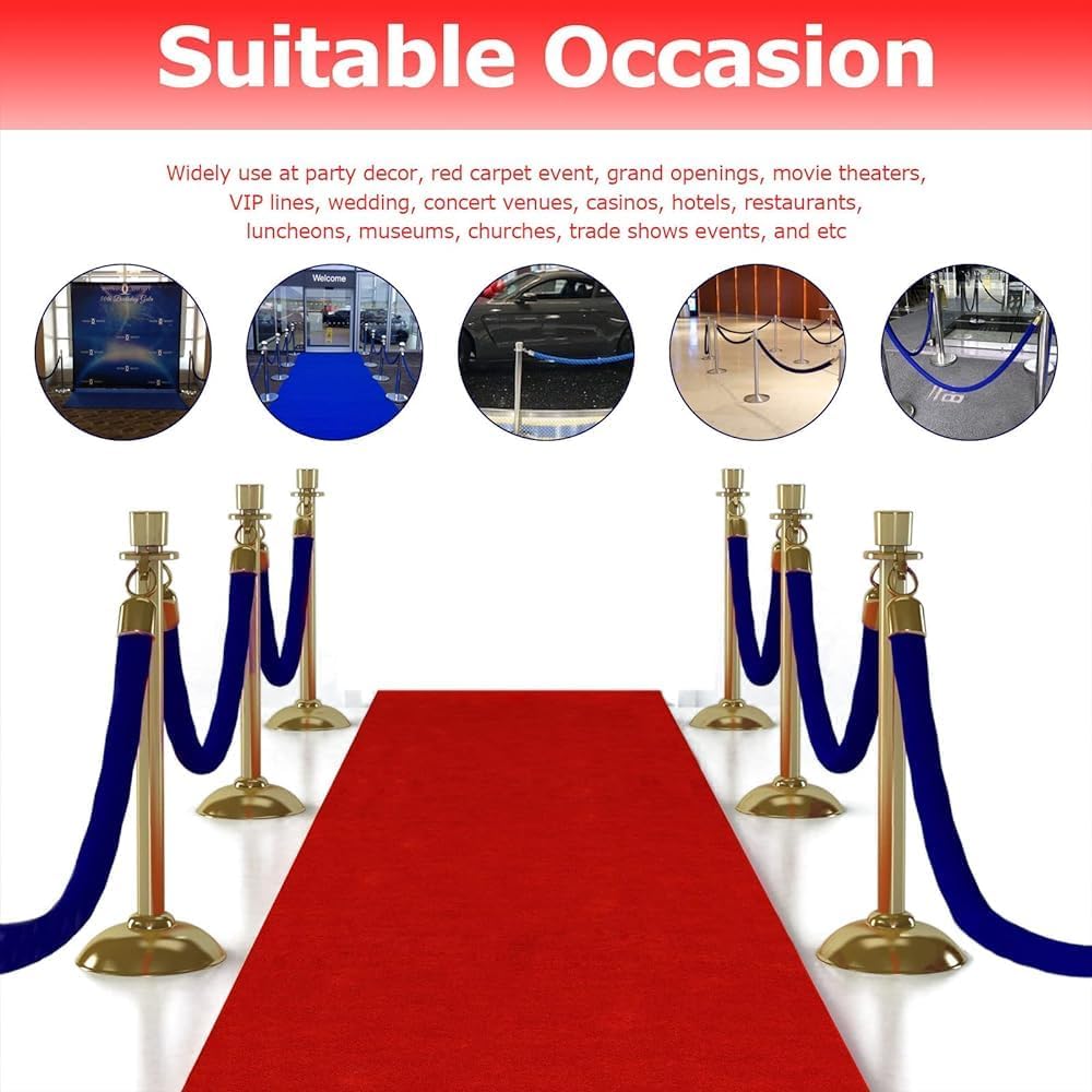 4 Pack Blue Velvet Stanchion Ropes with Clasps, Crowd Control Queue Safety Barriers, Elegant Event Rope for Parties, 3.3ft Velvet Ropes for Stanchion Posts