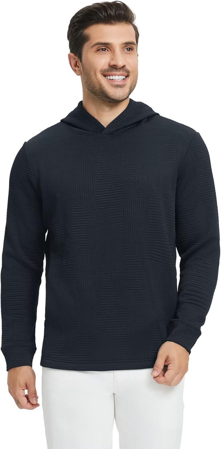 M MAELREG Hoodies for Men Texture Solid Color Sweatshirts Athletic Golf Midlayer Mens Hoodies Pullover Shirt with Pocket - Image 2