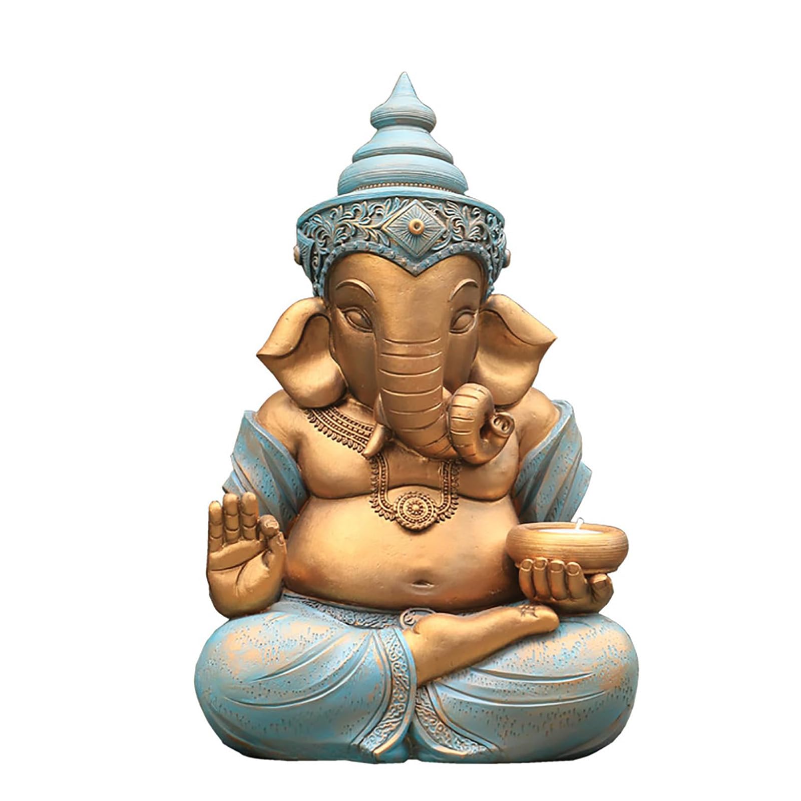 Yxcqhzm Grey Ganesh Statue Buddha Statue Indian Elephant God Statue Ganesha Statues Resin Sculpture The Blessing Statue Of Lord For Home Garden Handmade Gift Decoration
