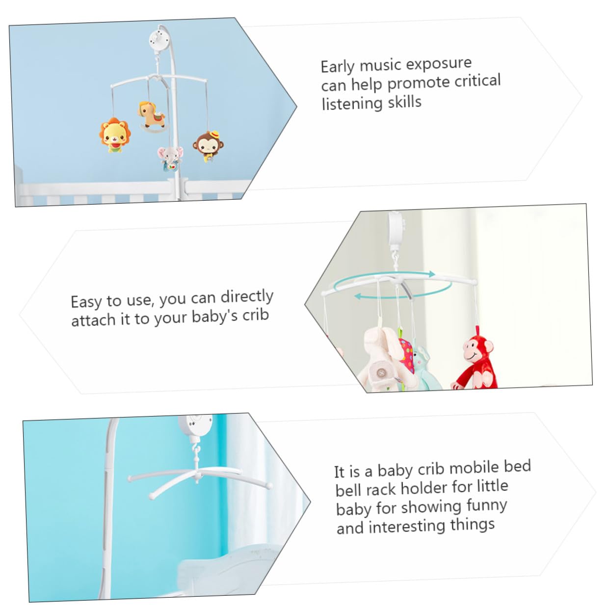1juego Móvil Musical Para Cuna Soporte Decoración Sensorial Para Bebés Instalación Sencilla Compatible La Mayoría Camas De Niño Niña Para Estimulación Temprana y De Shower