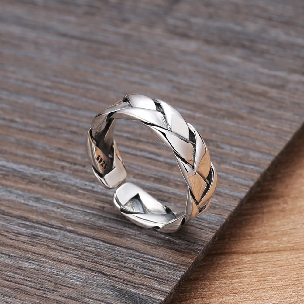 HHRFCS Keltischer Knotenring S925 Silber Mode Persönlichkeit Helles Gesicht Trend Offene Herren- und Damenringe
