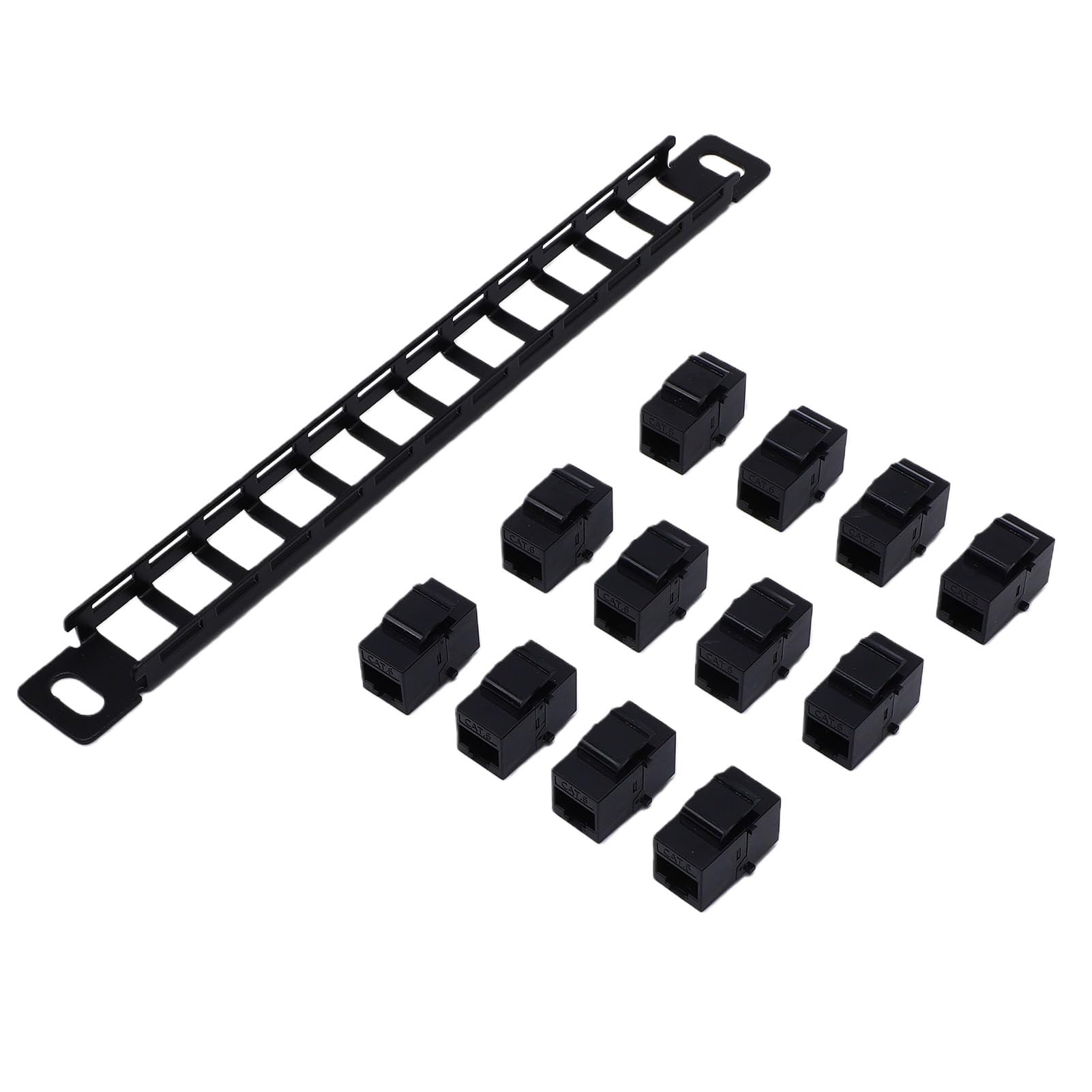 Panneau de Brassage 12 Ports 0,5U CAT6 avec 12 Coupleurs Passe-partout pour Support Mural D'armoire Réseau de Support de Serveur de 10 Pouces