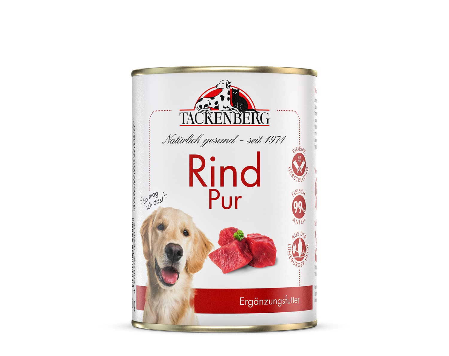 TACKENBERG Rind Pur Nassfutter Dose fr Hunde - Hundefutter in  Premiumqualitt - natrlich getreidefrei, 6 x 800 g : Amazon.de: Haustier