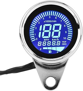 Motorcycle Digital LED LCD Speedometer, Tachometer Speed Gauge Retro Chrome, Motorcycle Speedometer, Motorcycle Speed Gauge, Motorcycle Speed Gauge for Replacement Parts