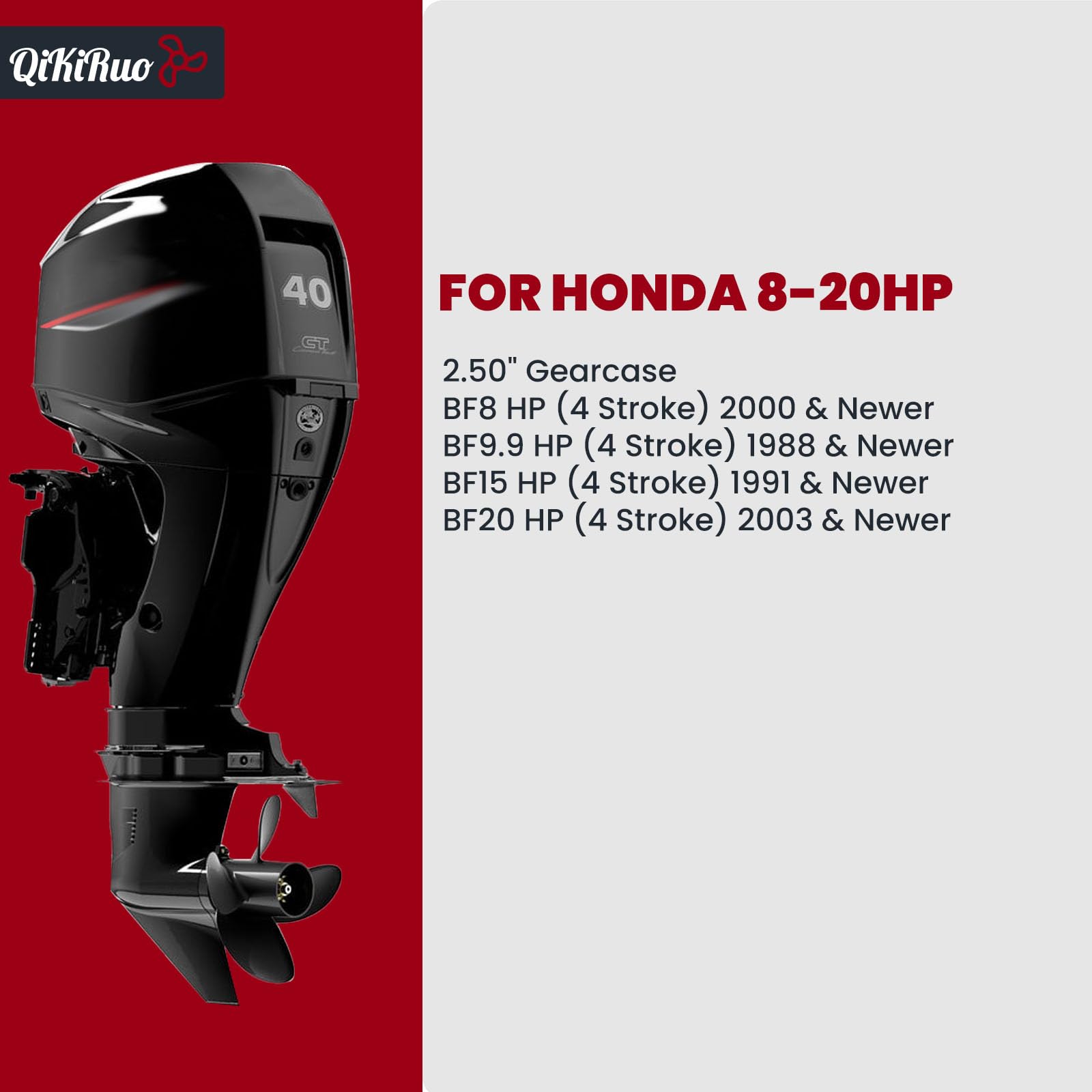 Für Honda Außenbordmotor 9,9/15/20 PS, Aluminium-Propeller, 8 Zähne, 3 Klingen, 4 Klingen, Requisiten, rechts
