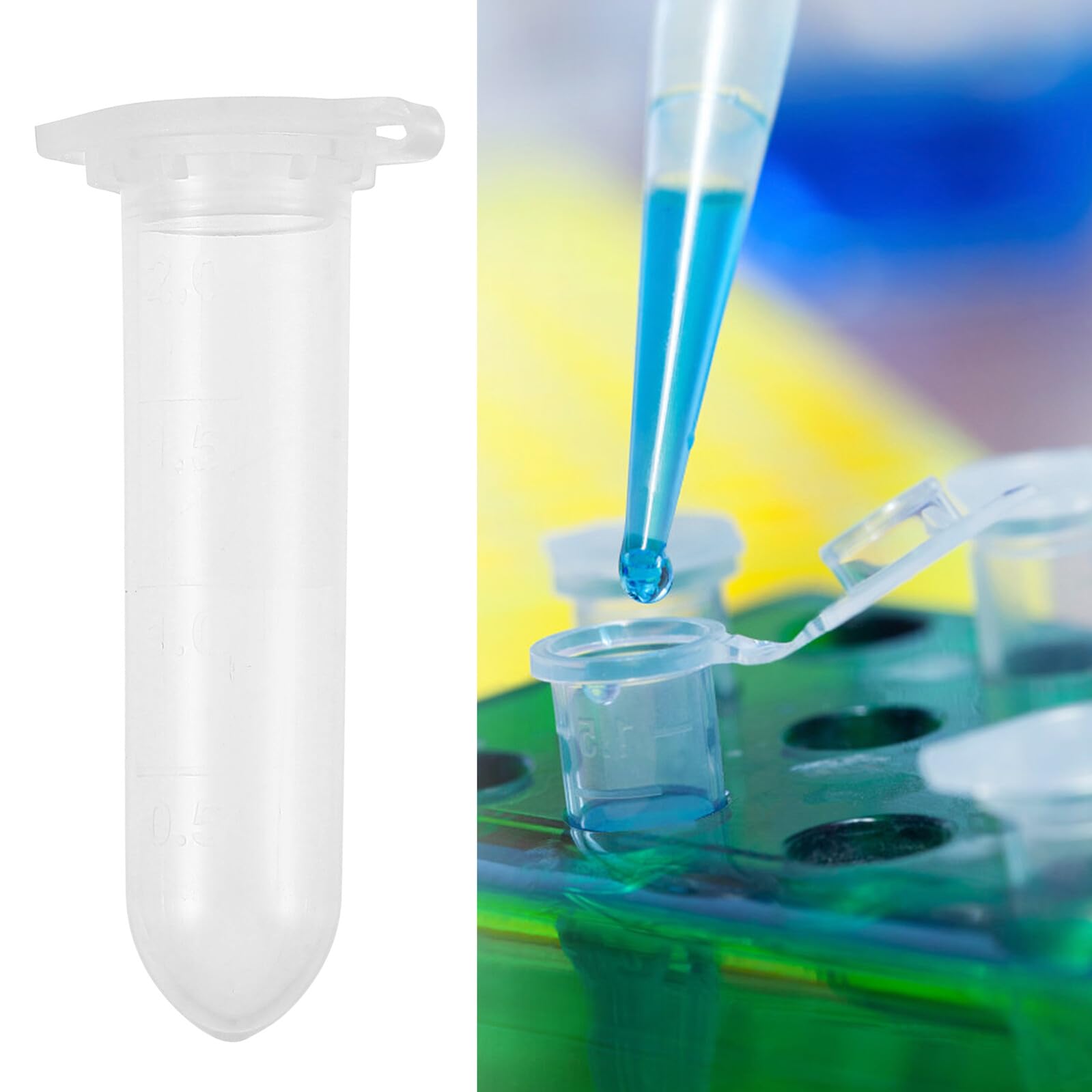 FRCOLOR 500 Labor Zentrifugenröhrchen aus Kunststoff mit Schraubdeckeln Leicht Auslaufsicher Kompakt Geeignet für Molekularbiologie Chemie und Probenlagerung im Labor