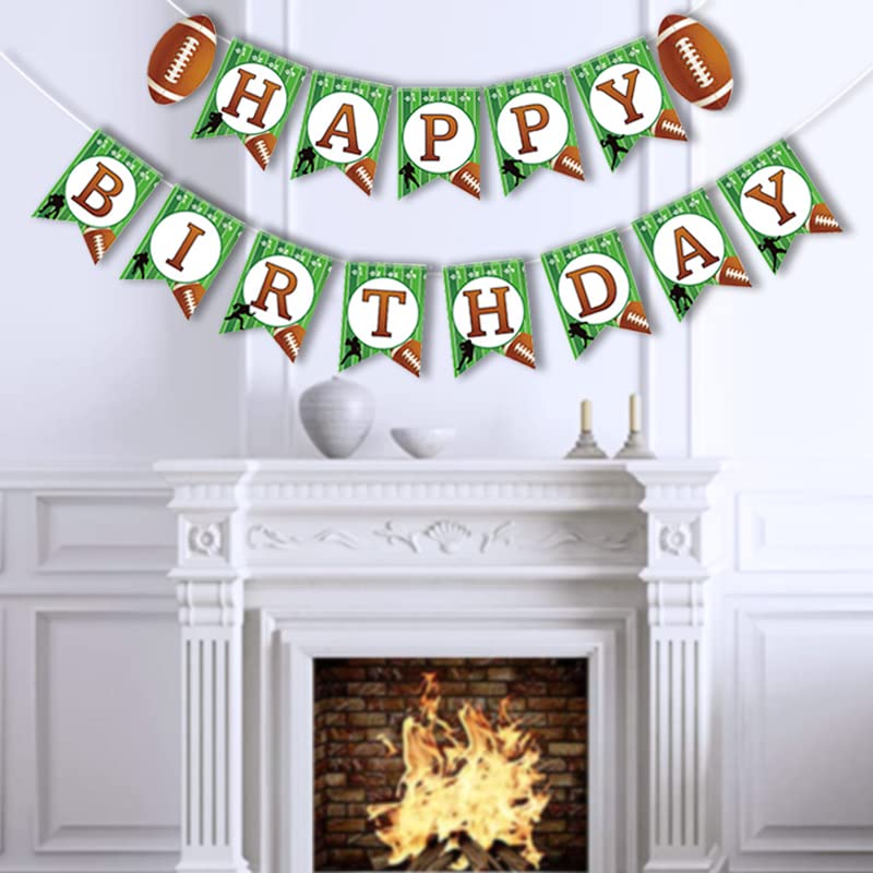 Football Party Decorations Happy Birthday Banner Party Supplies String Flags Football Bowl Game Sport Themed Bunting Sign Party Decor Favors - Image 3